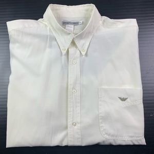 EMPORIO ARMANI Mens Vtg  Long Sleeve Button Down Shirt Size 16.5 Ivory White